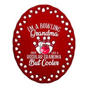 Bowling Grandma Funny Novelty For Bowling Family Gift Ceramic Oval Ornament