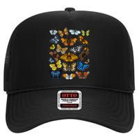 Butterfly Gift For Men Women Kids Butterfly Lover Collection High Crown Mesh Back Trucker Hat