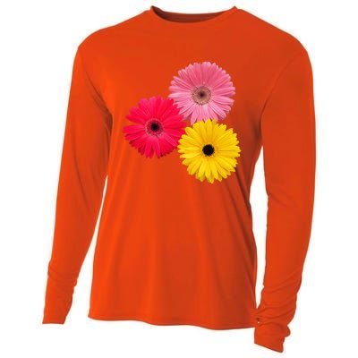 blooming gerbera flower daisies gerberas daisy flowery Cooling Performance Long Sleeve Crew