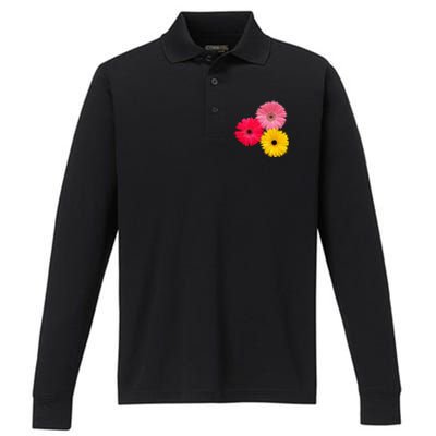 blooming gerbera flower daisies gerberas daisy flowery Performance Long Sleeve Polo