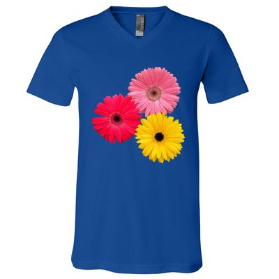 blooming gerbera flower daisies gerberas daisy flowery V-Neck T-Shirt