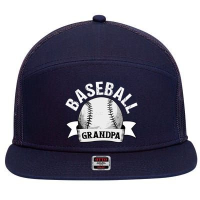 Baseball Grandpa - Funny Baseball Grandfather 7 Panel Mesh Trucker Snapback Hat