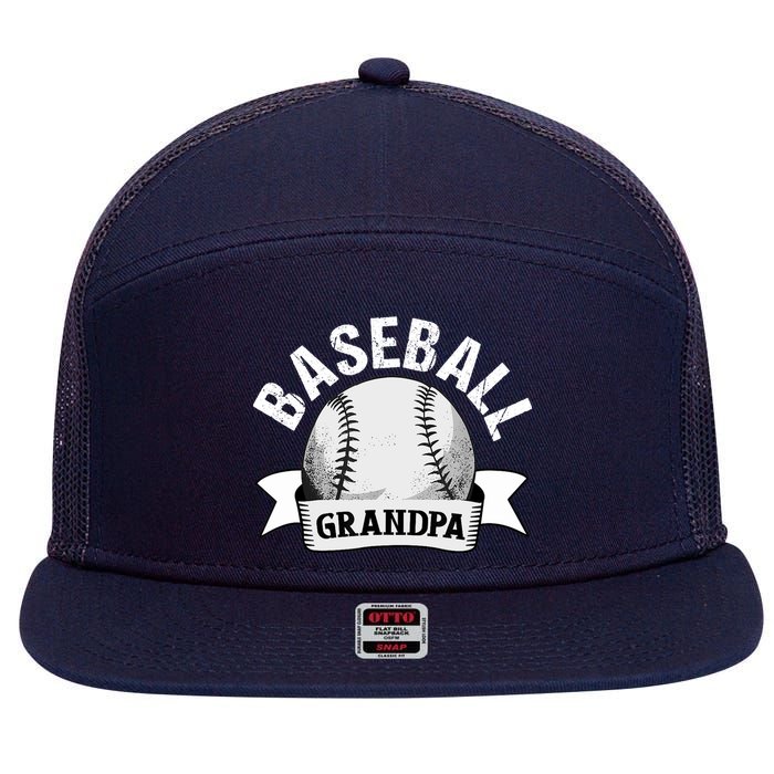 Baseball Grandpa - Funny Baseball Grandfather 7 Panel Mesh Trucker Snapback Hat