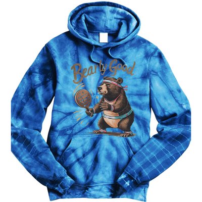 Bearly Good Funny Retro Pickleball Paddleball Bear Gift Tie Dye Hoodie