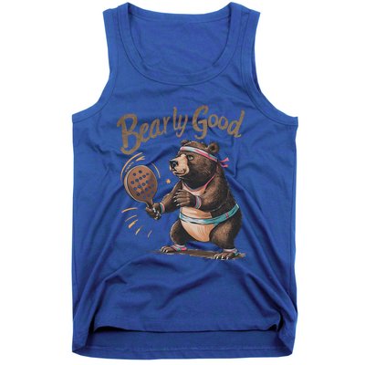 Bearly Good Funny Retro Pickleball Paddleball Bear Gift Tank Top