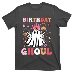 Birthday Ghoul Floral Ghost Girl Groovy Halloween Party T-Shirt