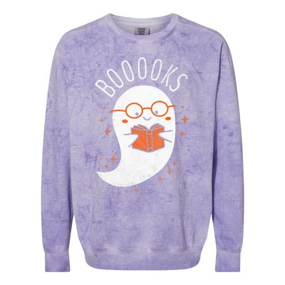 Booooks Ghost Funny Halloween Teacher Book Library Reading Colorblast Crewneck Sweatshirt