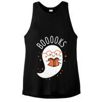 Booooks Ghost Funny Halloween Teacher Book Library Reading Ladies PosiCharge Tri-Blend Wicking Tank