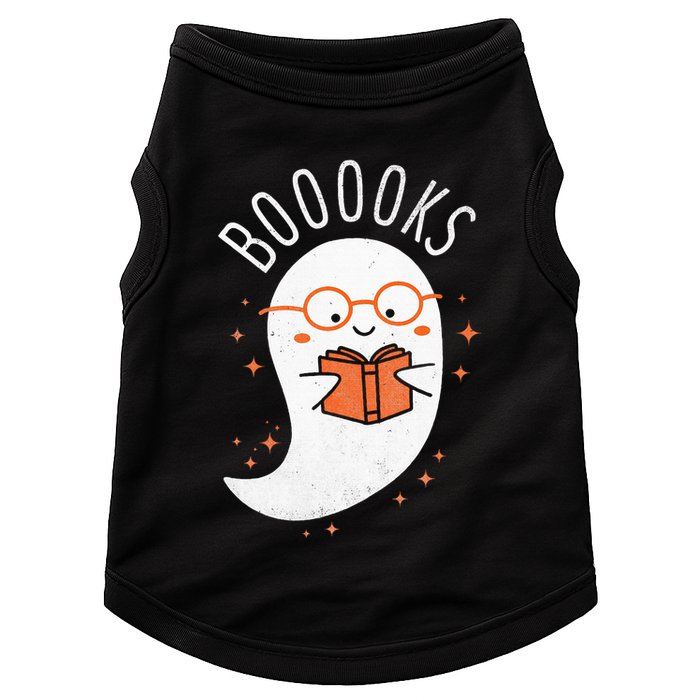 Booooks Ghost Funny Halloween Teacher Book Library Reading Doggie Tank