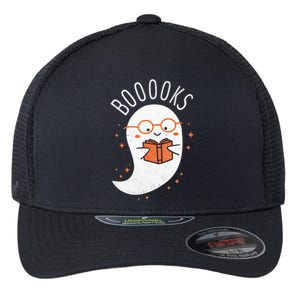 Booooks Ghost Funny Halloween Teacher Book Library Reading Flexfit Unipanel Trucker Cap