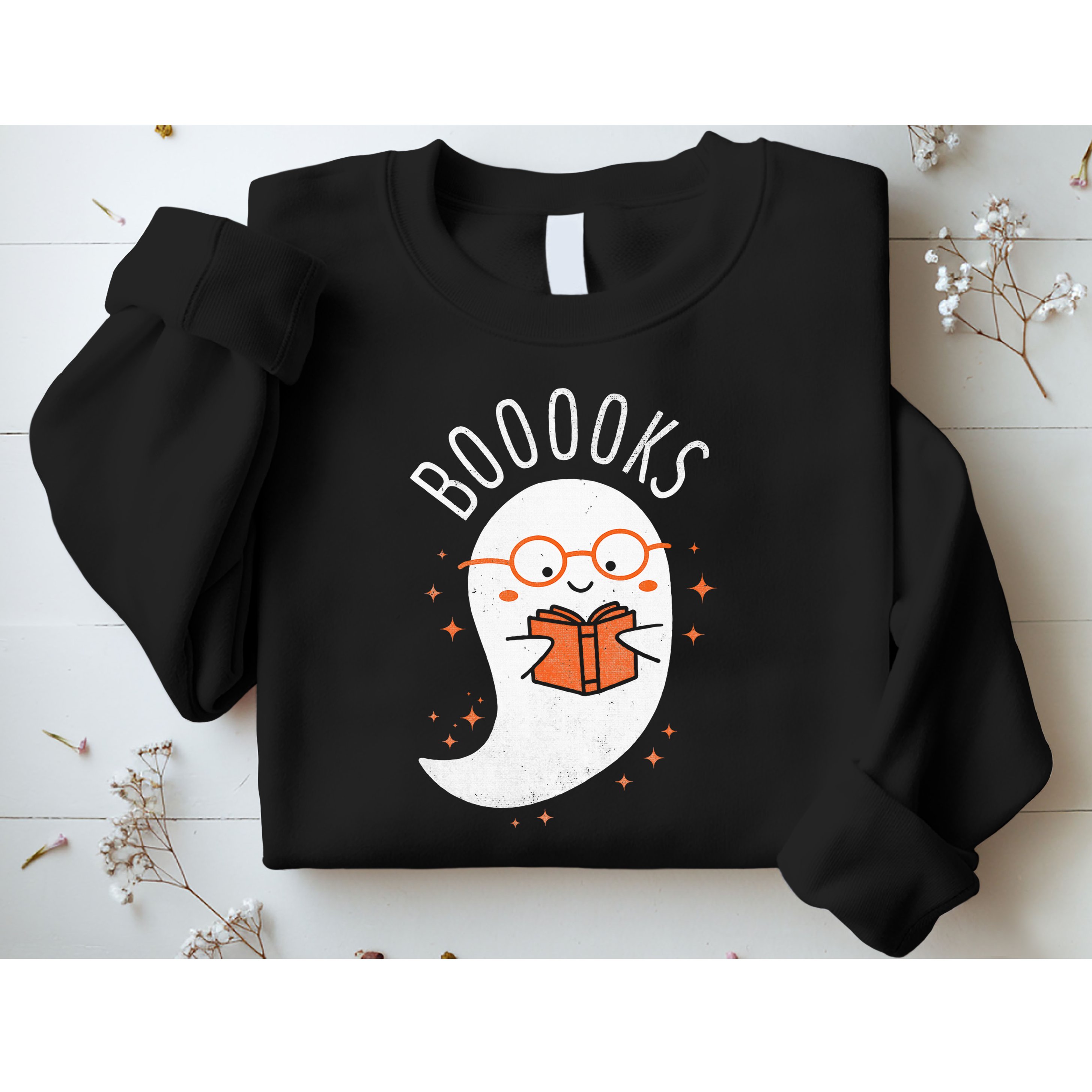 Booooks Ghost Funny Halloween Teacher Book Library Reading Sweatshirt