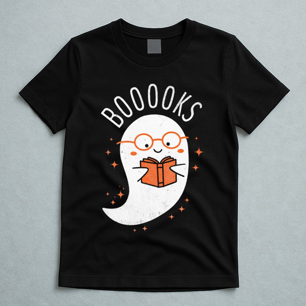 Booooks Ghost Funny Halloween Teacher Book Library Reading T-Shirt