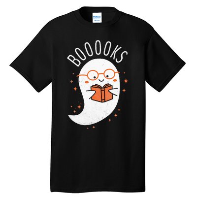 Booooks Ghost Funny Halloween Teacher Book Library Reading Tall T-Shirt