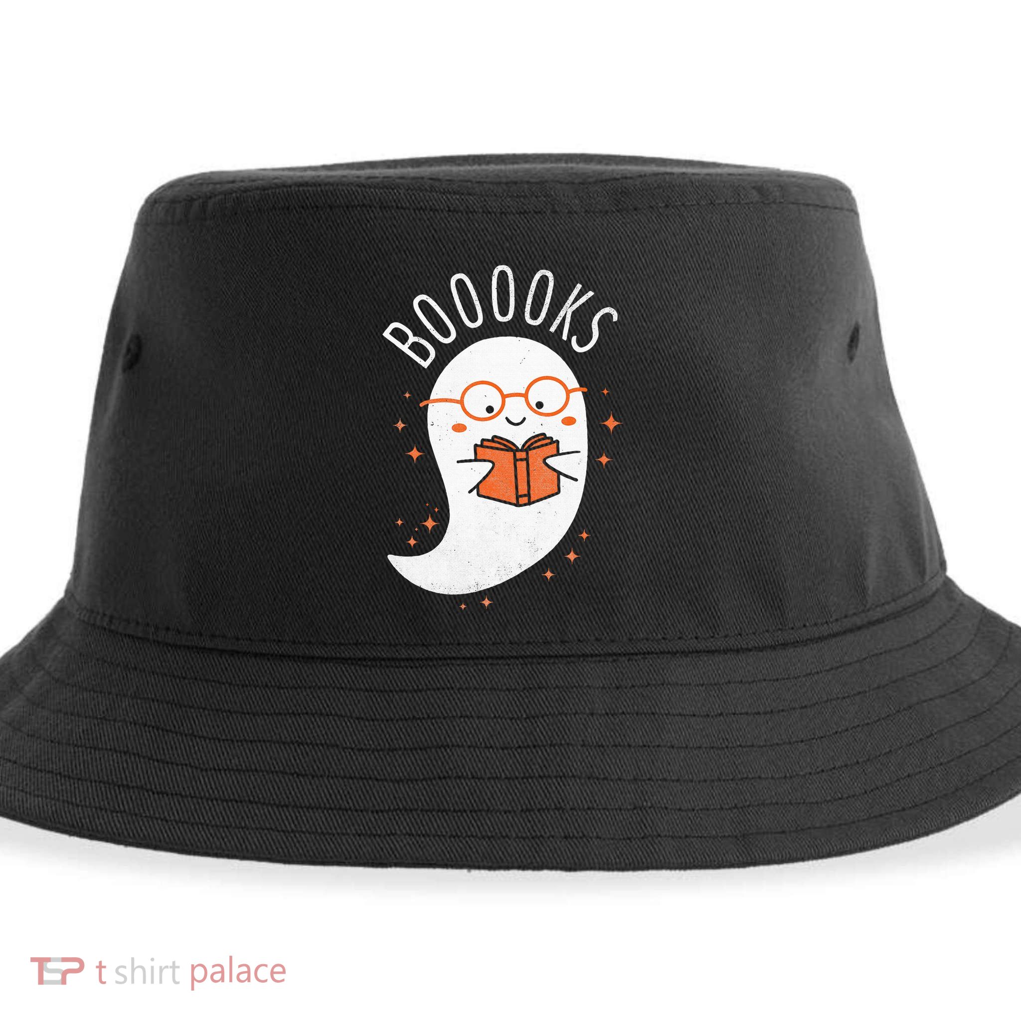Booooks Ghost Funny Halloween Teacher Book Library Reading Sustainable Bucket Hat