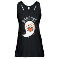 Booooks Ghost Funny Halloween Teacher Book Library Reading Ladies Essential Flowy Tank