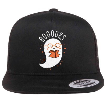 Booooks Ghost Funny Halloween Teacher Book Library Reading Flatbill Hat