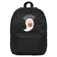 Booooks Ghost Funny Halloween Teacher Book Library Reading 16 in Basic Backpack