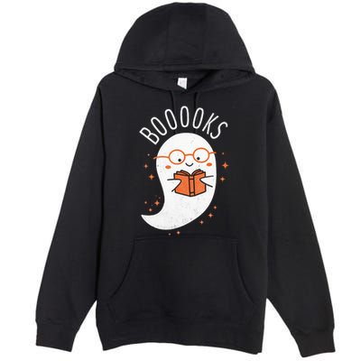 Booooks Ghost Funny Halloween Teacher Book Library Reading Premium Pullover Hoodie
