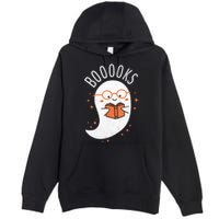 Booooks Ghost Funny Halloween Teacher Book Library Reading Premium Pullover Hoodie