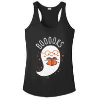 Booooks Ghost Funny Halloween Teacher Book Library Reading Ladies PosiCharge Competitor Racerback Tank
