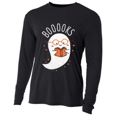 Booooks Ghost Funny Halloween Teacher Book Library Reading Cooling Performance Long Sleeve Crew
