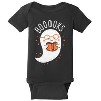 Booooks Ghost Funny Halloween Teacher Book Library Reading Baby Bodysuit
