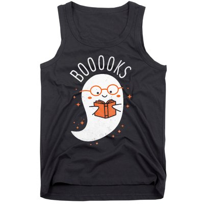 Booooks Ghost Funny Halloween Teacher Book Library Reading Tank Top