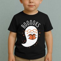 Booooks Ghost Funny Halloween Teacher Book Library Reading Toddler T-Shirt
