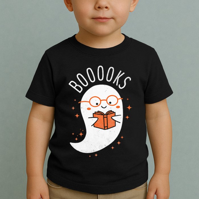 Booooks Ghost Funny Halloween Teacher Book Library Reading Toddler T-Shirt