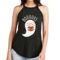 Booooks Ghost Funny Halloween Teacher Book Library Reading Women's Perfect Tri Rocker Tank