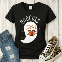 Booooks Ghost Funny Halloween Teacher Book Library Reading Womens T-Shirt