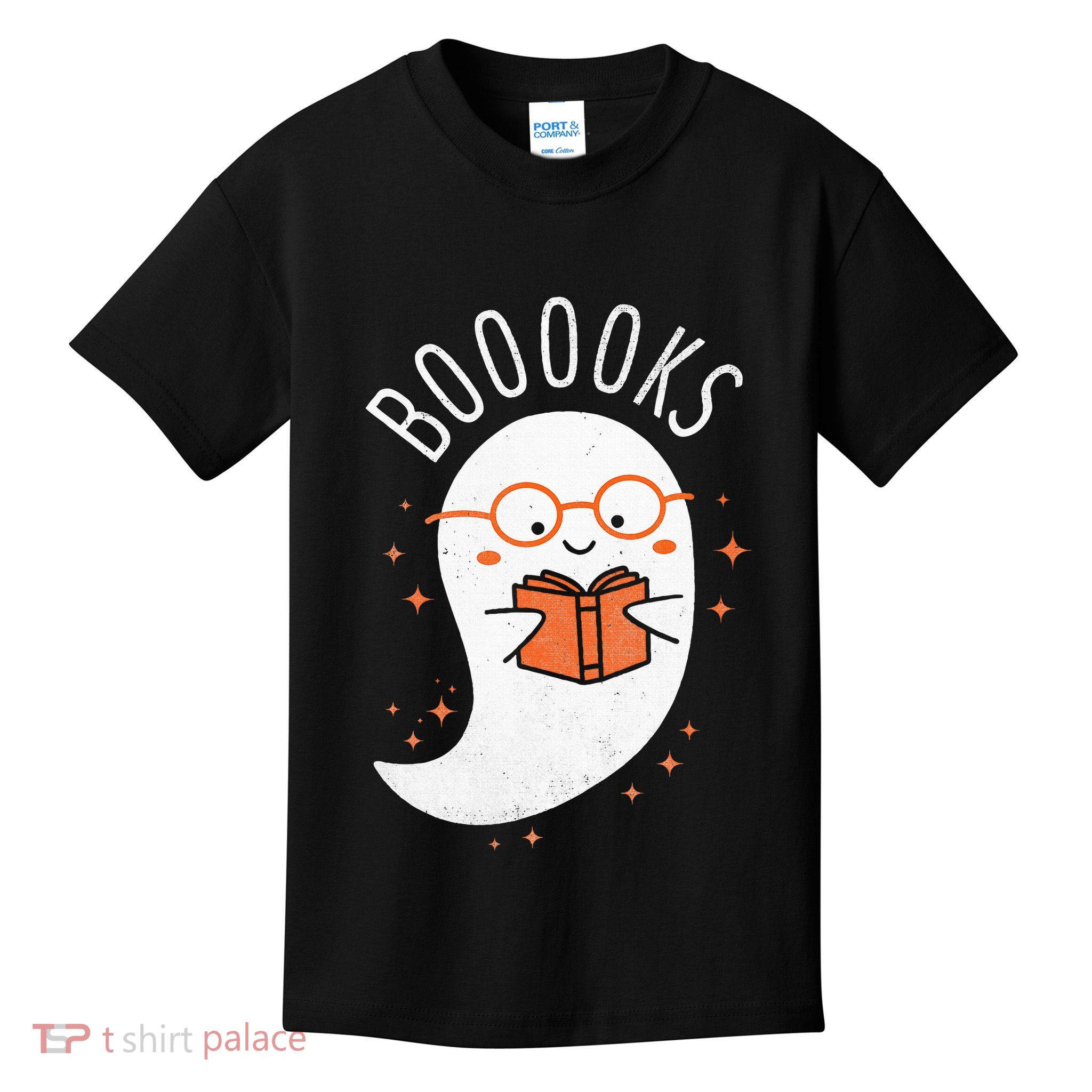 Booooks Ghost Funny Halloween Teacher Book Library Reading Kids T-Shirt