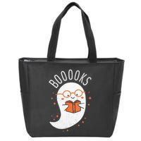 Booooks Ghost Funny Halloween Teacher Book Library Reading Zip Tote Bag