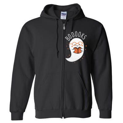 Booooks Ghost Funny Halloween Teacher Book Library Reading Full Zip Hoodie