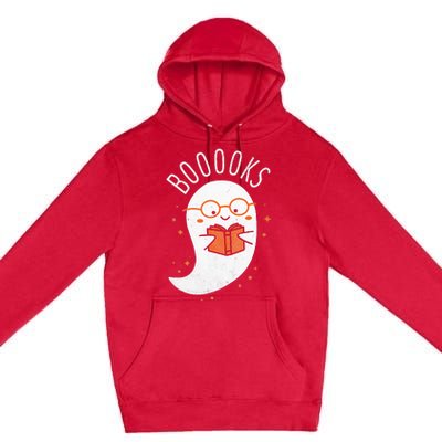 Booooks Ghost Funny Halloween Teacher Book Library Reading Premium Pullover Hoodie