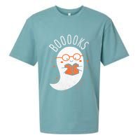 Booooks Ghost Funny Halloween Teacher Book Library Reading Sueded Cloud Jersey T-Shirt