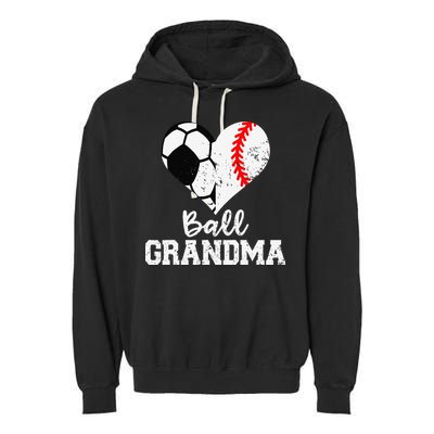 Ball Grandma Funny Soccer Baseball Grandma Garment-Dyed Fleece Hoodie