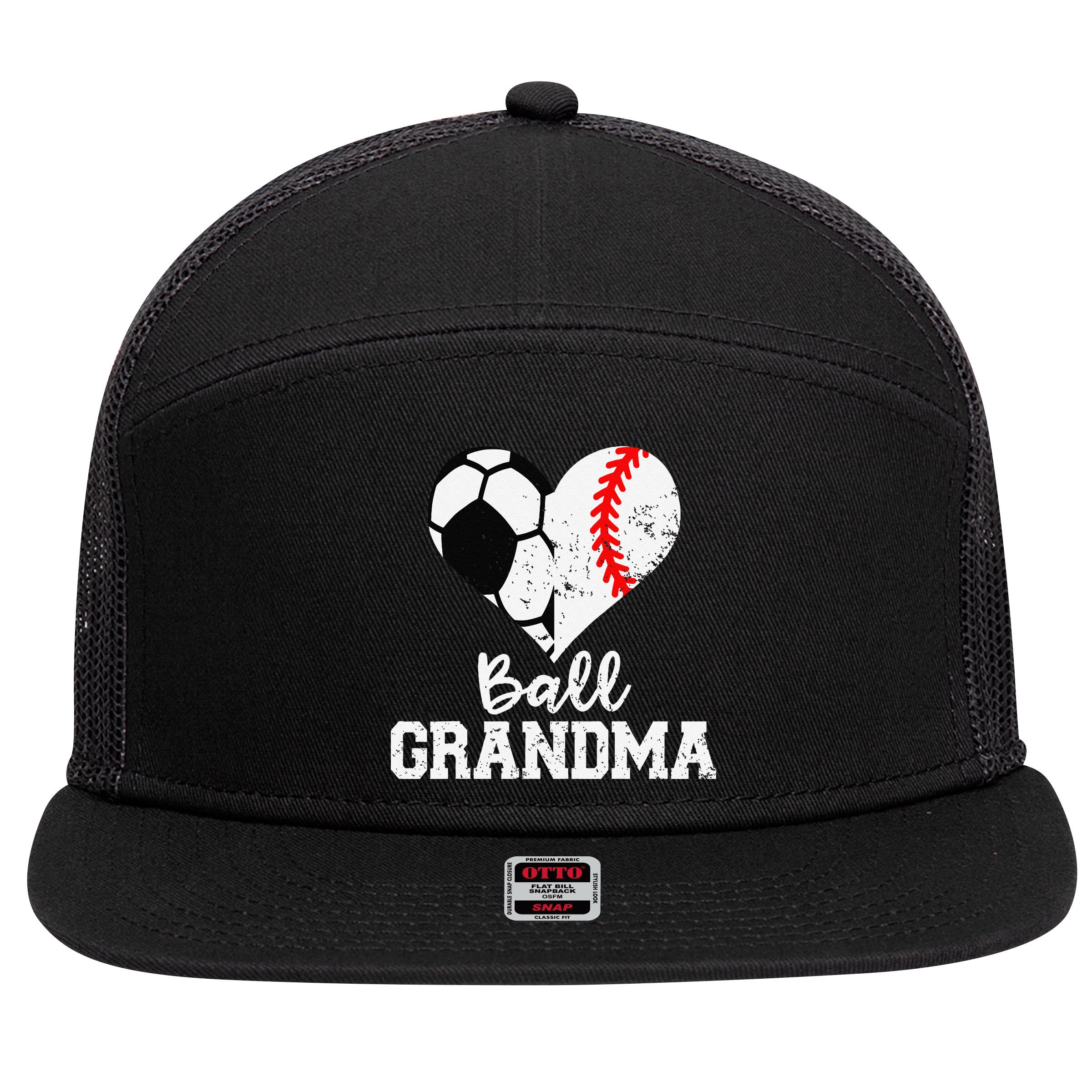 Ball Grandma Funny Soccer Baseball Grandma 7 Panel Mesh Trucker Snapback Hat