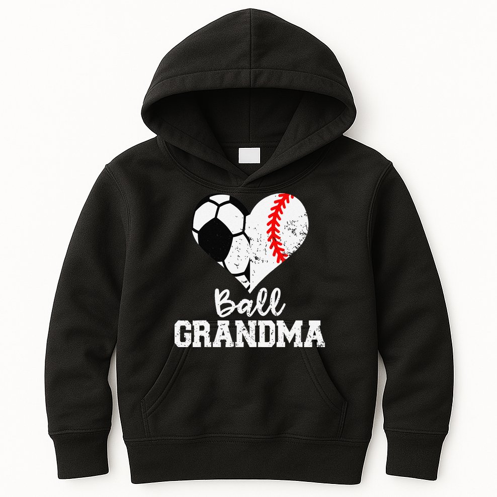 Ball Grandma Funny Soccer Baseball Grandma Kids Hoodie