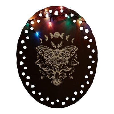 Butterfly Grunge Fairycore Aesthetic Luna Moth Mushrooms Y2K Ceramic Oval Ornament