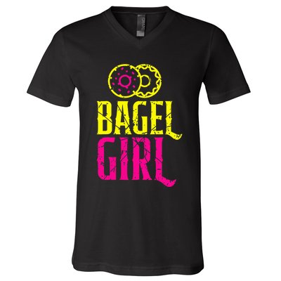 Bagel Girl Funny Bagel Lover Costume V-Neck T-Shirt