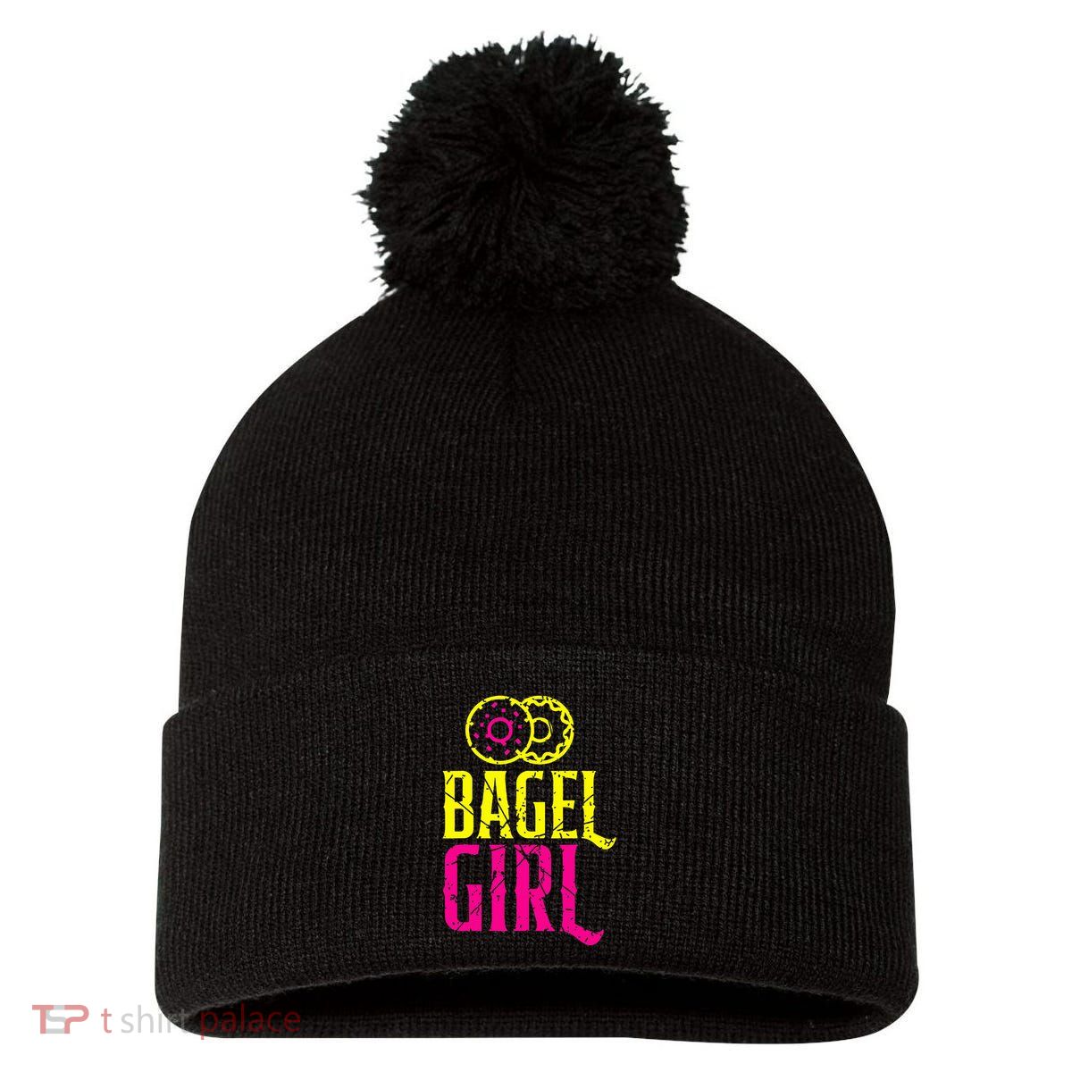 Bagel Girl Funny Bagel Lover Costume Pom Pom 12in Knit Beanie