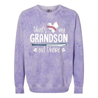 Baseball Gift for Grandparents That's My Grandson Out There Colorblast Crewneck Sweatshirt