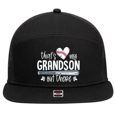 Baseball Gift for Grandparents That's My Grandson Out There 7 Panel Mesh Trucker Snapback Hat