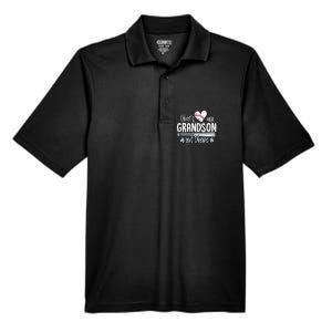 Baseball Gift for Grandparents That's My Grandson Out There Men's Origin Performance Pique Polo