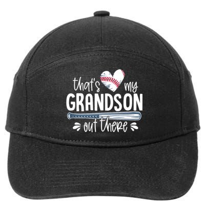 Baseball Gift for Grandparents That's My Grandson Out There 7-Panel Snapback Hat