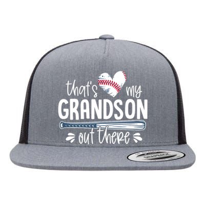 Baseball Gift for Grandparents That's My Grandson Out There Flat Bill Trucker Hat