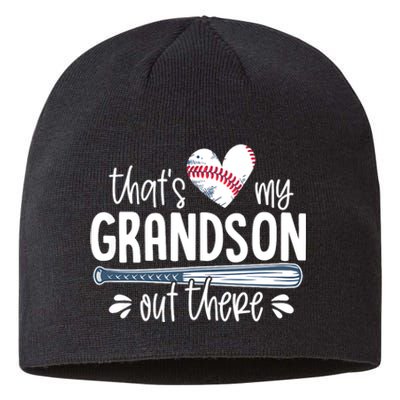 Baseball Gift for Grandparents That's My Grandson Out There Sustainable Beanie