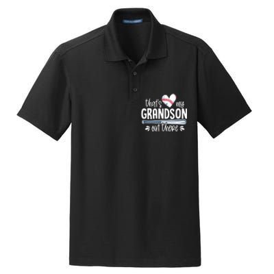 Baseball Gift for Grandparents That's My Grandson Out There Dry Zone Grid Polo