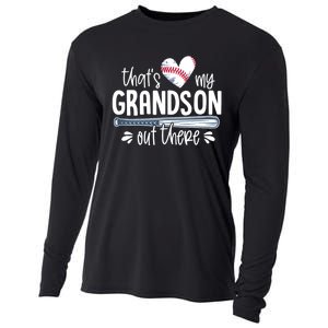 Baseball Gift for Grandparents That's My Grandson Out There Cooling Performance Long Sleeve Crew